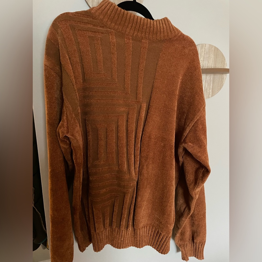 Vintage Textured Orange Turtleneck Sweater